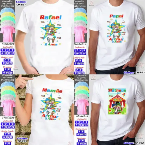 01 Camiseta Personalizada Adulto Infantil Patati Patatá