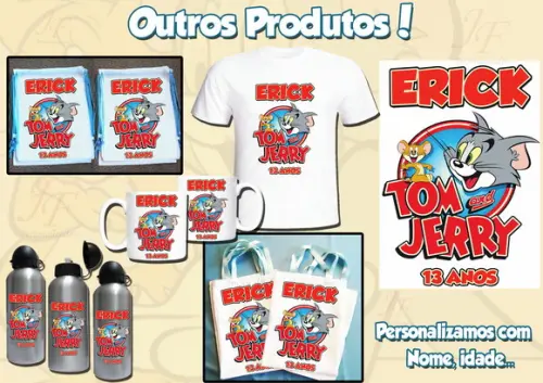 01 Camiseta Personalizada Adulto Infantil Tom e Jerry