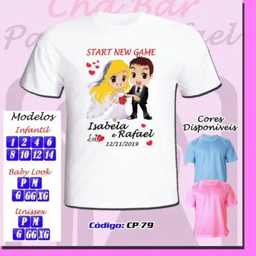 01 Camiseta Personalizada Chá Bar New Game Game Over