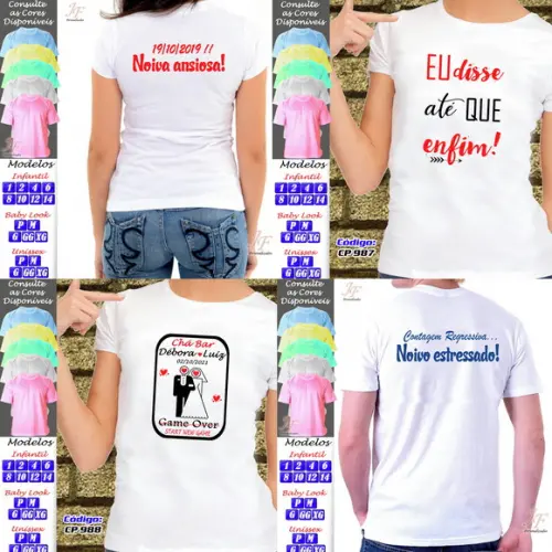 01 Camiseta Personalizada Chá Bar New Game Chá de Revelação