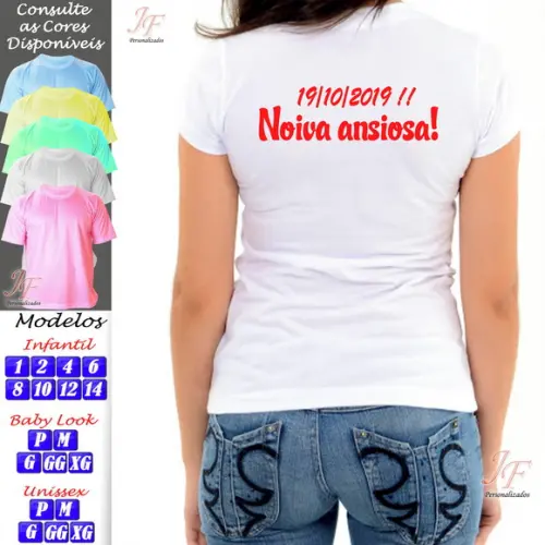 01 Camiseta Personalizada Chá Bar Noivos Chá de Revelação
