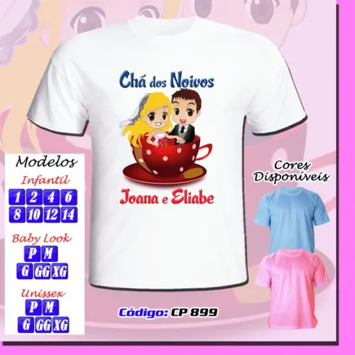01 Camiseta Personalizada Chá dos Noivos Chá de Panela