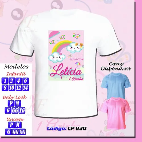 01 Camiseta Personalizada Chuva de Amor Chuva de Bençãos