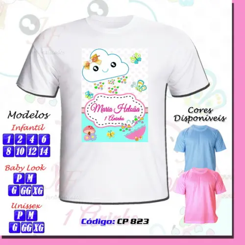 01 Camiseta Personalizada Chuva de Amor Chuva de Bençãos