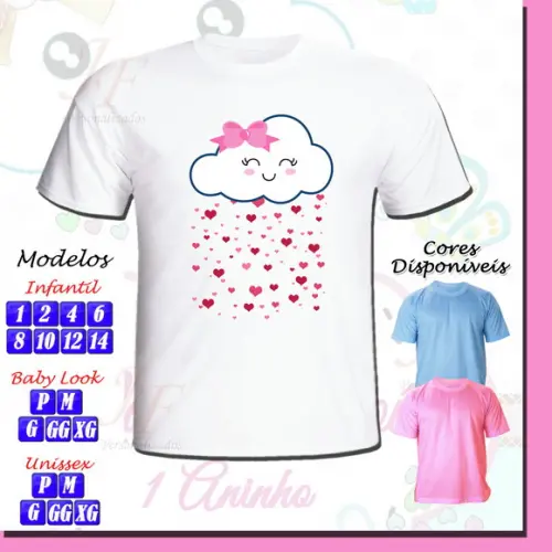 01 Camiseta Personalizada Chuva de Amor Chuva de Bençãos