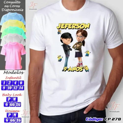 01 Camiseta Personalizada Meu Malvado Favorito