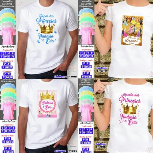01 Camiseta Personalizada Realeza Príncipes Princesas