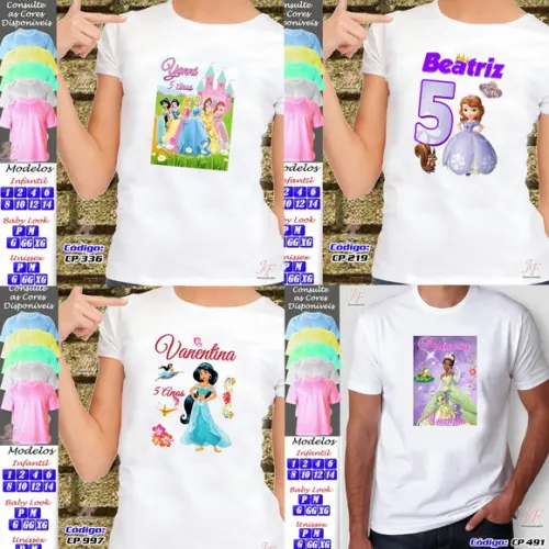 01 Camiseta Personalizada Realeza Príncipes Princesas