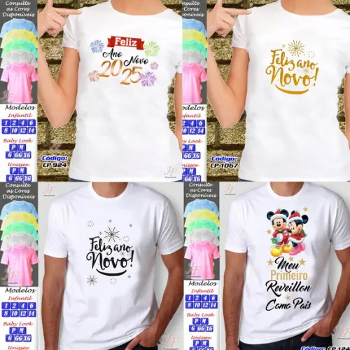 01 Camiseta Personalizada Virada de Ano Feliz Ano Novo