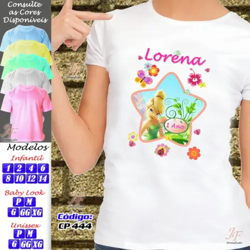 01 Camiseta Personalizada Tinker Bell Sininho