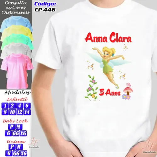 01 Camiseta Personalizada Tinker Bell Sininho