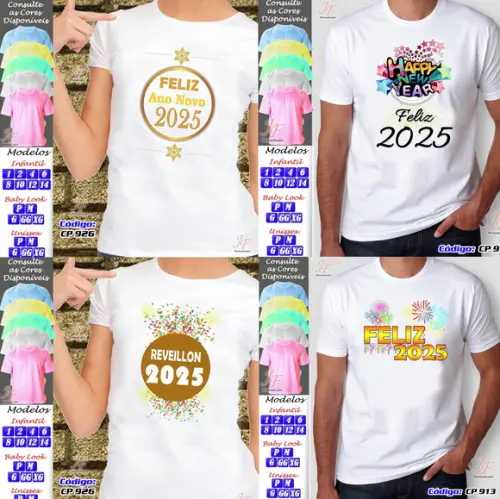 01 Camiseta Personalizada Virada de Ano Feliz Ano Novo