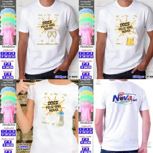 01 Camiseta Personalizada Virada de Ano Feliz Ano Novo