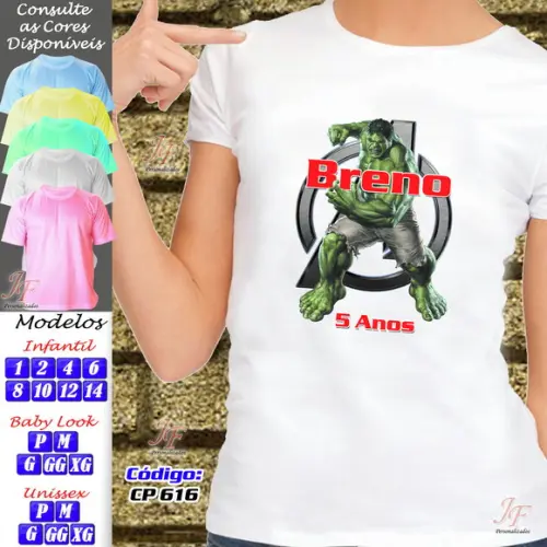 01 Camiseta Personalizadas Hulk Personalizada