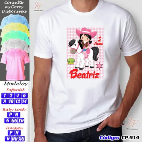 01 Camiseta Velho Oeste Cowboy Cowgirl Personalizada