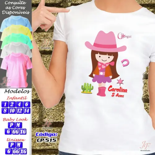 01 Camiseta Velho Oeste Cowboy Cowgirl Personalizada