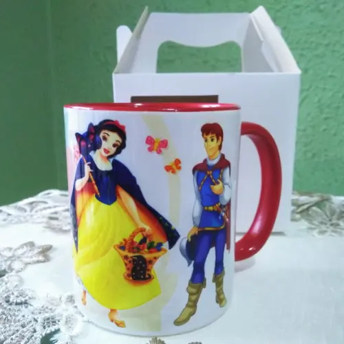 01 Caneca Cerâmica 350 ml Personalizada Branca de Neve