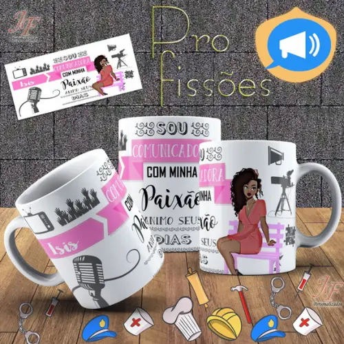 01 Caneca Cerâmica 350 ml Personalizada Comunicadora