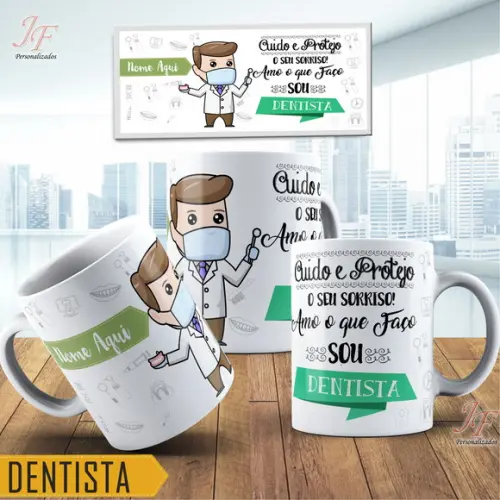 01 Caneca Cerâmica 350 ml Personalizada Curso Odontologia