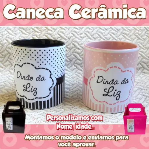 01 Caneca Cerâmica Dinda ou Dindo