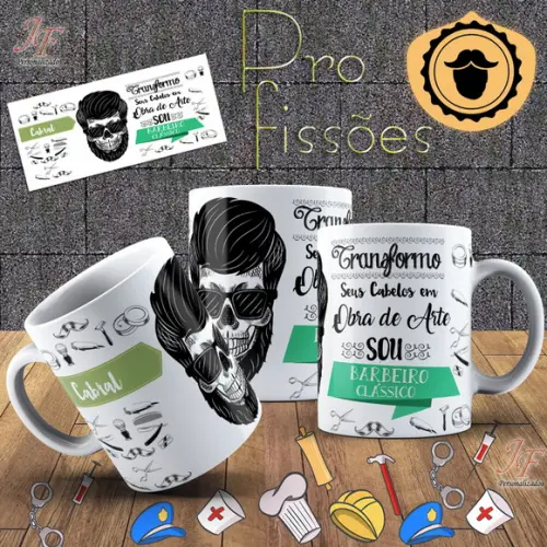 01 Caneca Cerâmica Personalizada Cabeleireiro Barbeiro