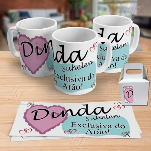 01 Caneca Cerâmica Personalizada Dinda ou Dindo