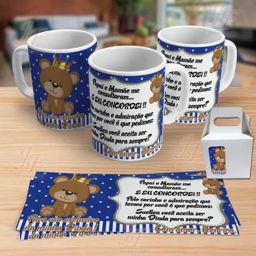01 Caneca Cerâmica Personalizada Dinda ou Dindo
