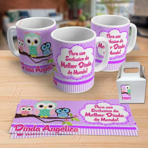 01 Caneca Cerâmica Personalizada Dinda ou Dindo