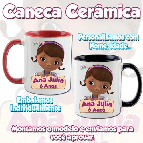 01 Caneca Cerâmica Personalizada Doutora Brinquedos