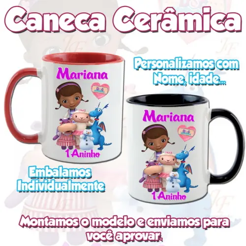 01 Caneca Cerâmica Personalizada Doutora Brinquedos