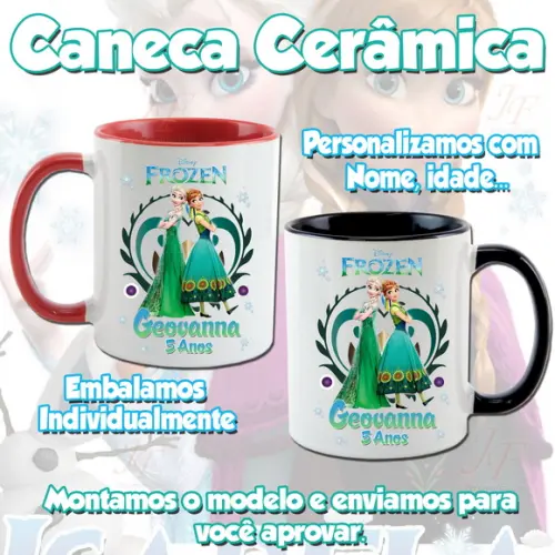 01 Caneca Cerâmica Personalizada Frozen