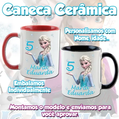 01 Caneca Cerâmica Personalizada Frozen
