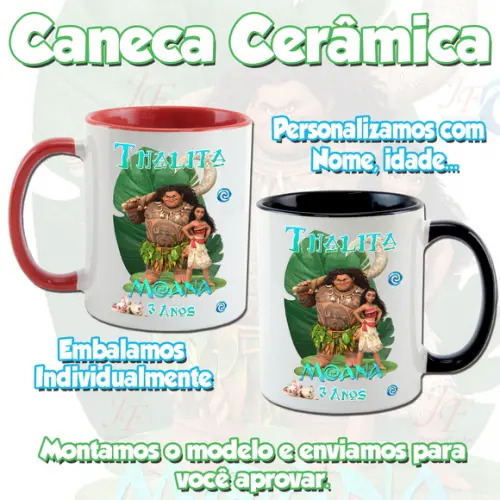 01 Caneca Cerâmica Personalizada Moana