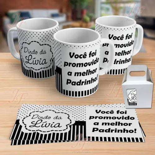 01 Caneca Cerâmica Personalizada Padrinho Madrinha