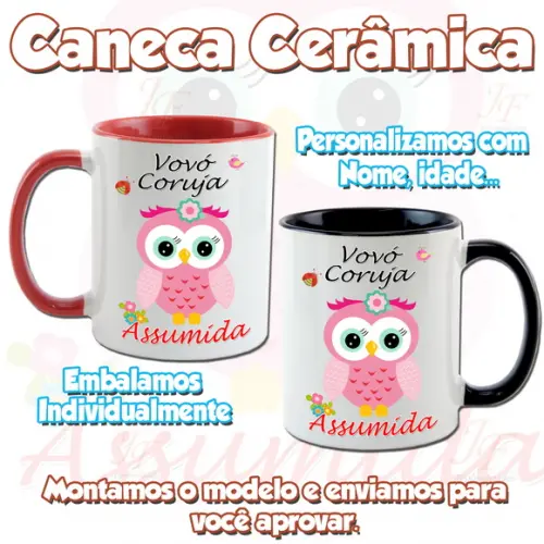 01 Caneca Cerâmica Personalizada Vovó Vovô