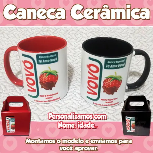 01 Caneca Cerâmica Personalizada Vovó Vovô