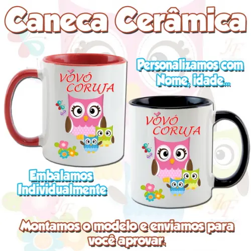 01 Caneca Cerâmica Personalizada Vovó Vovô