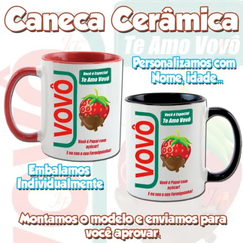 01 Caneca Cerâmica Personalizada Vovô Vovó