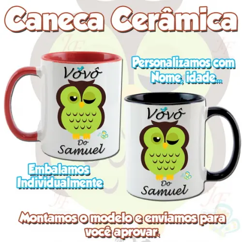 01 Caneca Cerâmica Personalizada Vovô Vovó