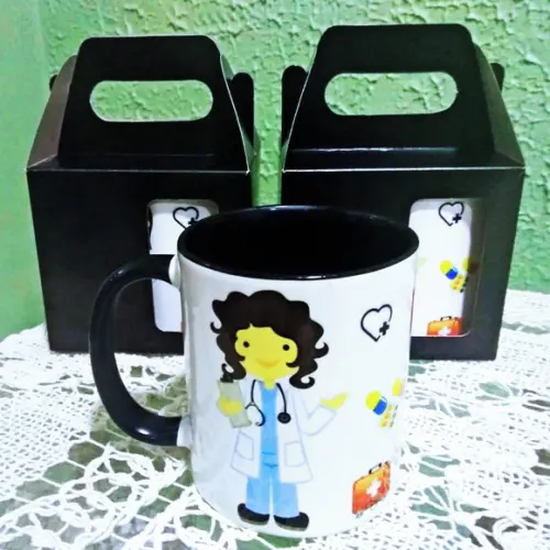 01 Caneca em Cerâmica 350 ml Curso Farmácia Enfermagem