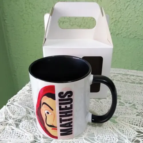 01 Caneca em Cerâmica 350 ml Personalizada A Casa de Papel