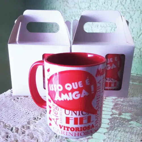 01 Caneca em Cerâmica 350 ml Personalizada Amiga