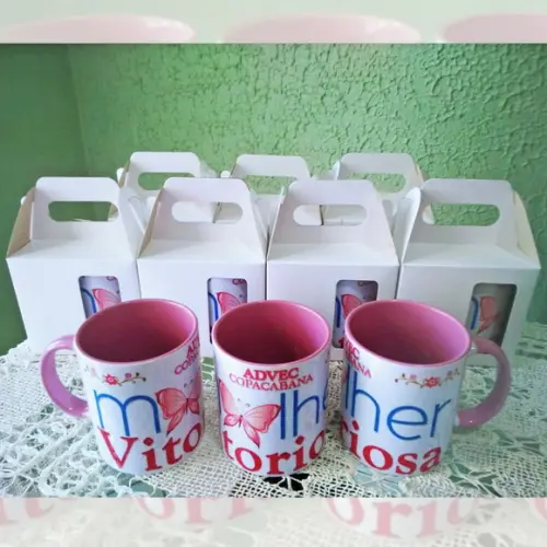 01 Caneca em Cerâmica 350 ml Personalizada Mulher Vitoriosa