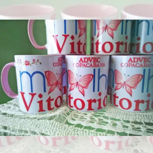 01 Caneca em Cerâmica 350 ml Personalizada Mulher Vitoriosa