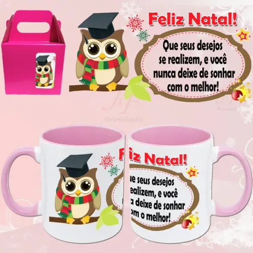 01 Caneca em Cerâmica 350 ml Personalizada Natal