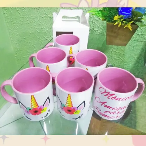 01 Caneca em Cerâmica 350 ml Personalizada Unicórnio