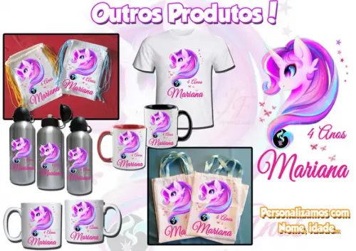 01 Caneca em Cerâmica 350 ml Personalizada Unicórnio