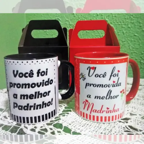 01 Caneca em Cerâmica Personalizada Dinda ou Dindo