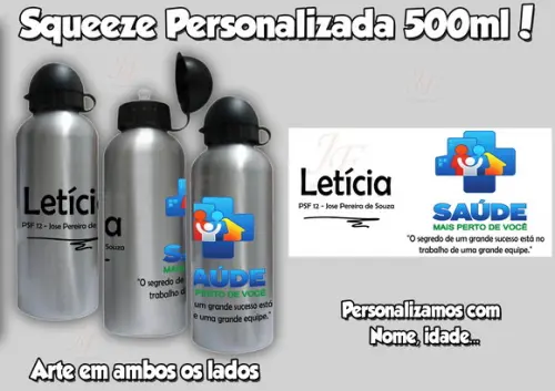 01 Squeeze Alumínio 500 Ml Personalizada Agente Comunitário