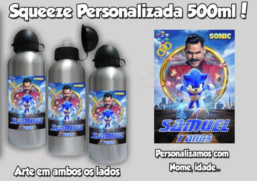 01 Squeeze Garrafinha Alumínio 500 ml Personalizada Sonic